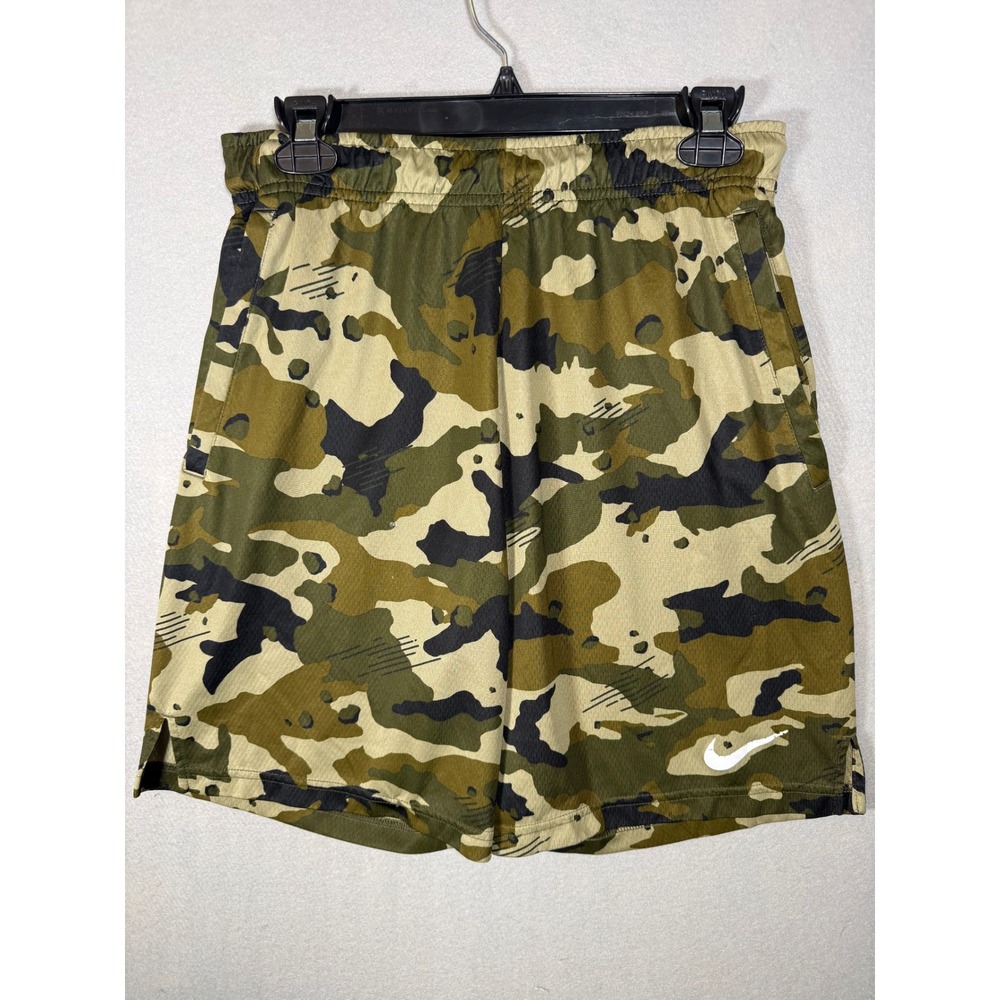 Nike Dri-FIT Mens Camo Athletic Shorts Green Camouflage Gym Training Small